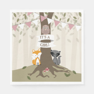 Serviette En Papier Baby shower Woodland - Fille