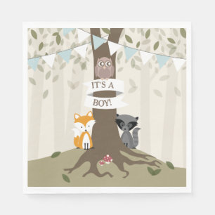 Serviette En Papier Baby shower Woodland - Garçon