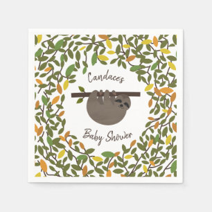 Serviette En Papier Baby Sloth Baby shower de verdure d'automne