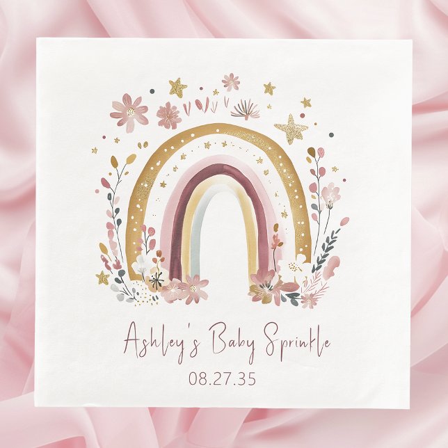 Serviette En Papier Baby Sprinkle Bohème Floral Arc-en-Ciel (Créateur téléchargé)
