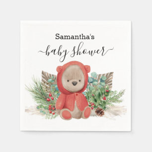 Serviette En Papier Baby Teddy Ours Noël Bouquet Boho