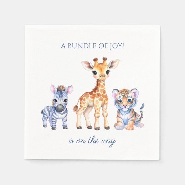 Serviette En Papier Baby Zebra Giraffe et Tiger (Devant)