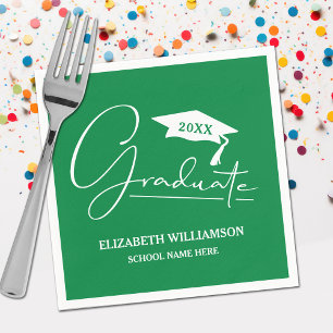 Serviette En Papier Bac blanc de graduation de script vert