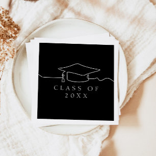 Serviette En Papier Bac de graduation en ligne noire simple