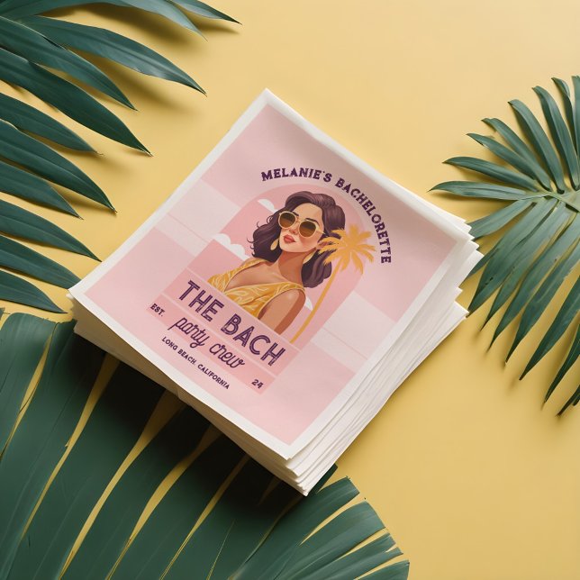 Serviette En Papier Bach Party Crew Retro Femme Bachelorette Party (The Bach Party Crew Retro Woman Bachelorette Party Napkins)