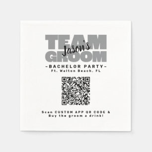 Serviette En Papier Bachelor Party QR Code Acheter Drink Team Groom Br