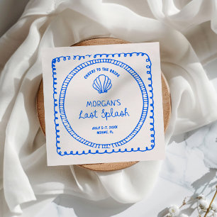 Serviette En Papier Bachelorette à Dernier éclaboussure à main bleue