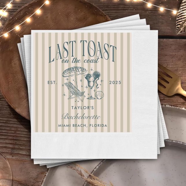 Serviette En Papier Bachelorette Côtière Cocktail Party Navy (Créateur téléchargé)