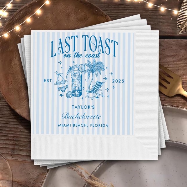 Serviette En Papier Bachelorette Côtière Moderne Cocktail Party Blue (Créateur téléchargé)