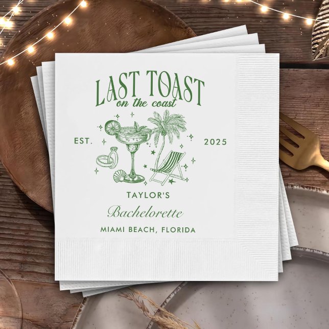 Serviette En Papier Bachelorette Côtière Moderne Cocktail Party Vert (Créateur téléchargé)