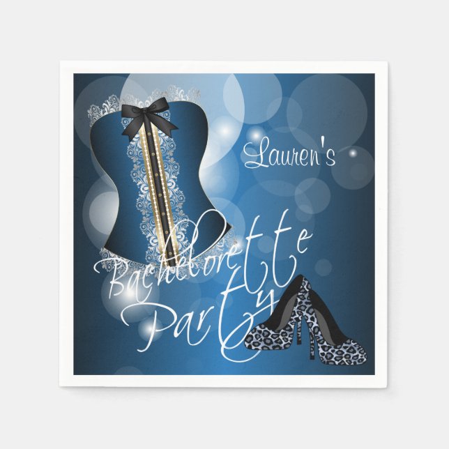 Serviette En Papier Bachelorette de lingerie glamour | Bleu (Devant)