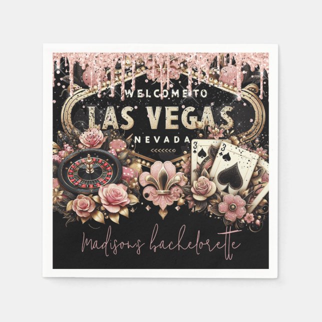 Serviette En Papier Bachelorette de luxe personnalisée Las Vegas (Devant)