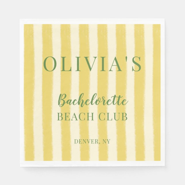 Serviette En Papier Bachelorette d'été jaune et vert (Devant)