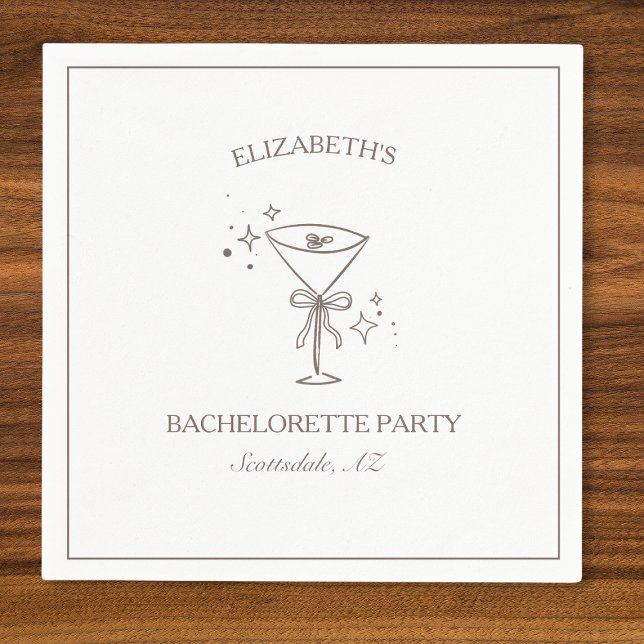 Serviette En Papier Bachelorette Espresso Martini Whimsical tendance (Custom Espresso Martini Bachelorette Napkins for Trendy Chic Parties - Elegant and Personalized)