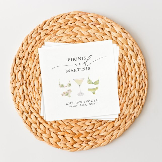 Serviette En Papier Bachelorette Fête des mariées Bikinis & Martinis (Créateur téléchargé)