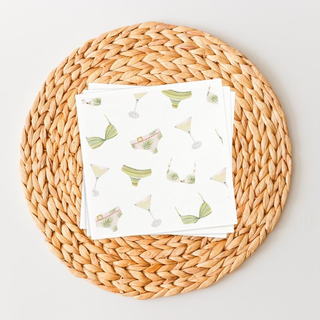 Serviette En Papier Bachelorette Fête des mariées Bikinis & Martinis (Créateur téléchargé)