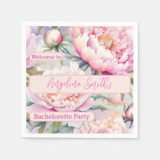 Serviette En Papier Bachelorette florale de pivoine rose douce/future 