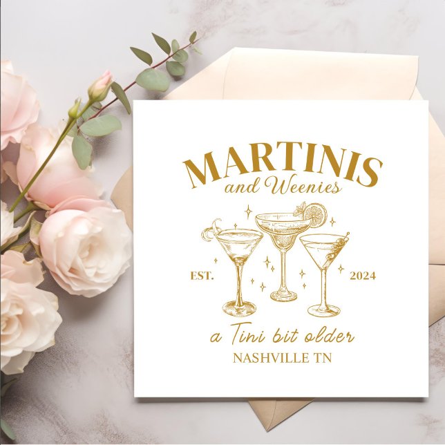 Serviette En Papier Bachelorette Gold Cocktails Martinis Et Weenies (Créateur téléchargé)