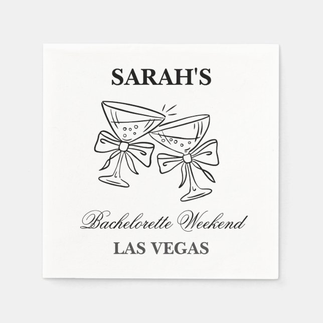 Serviette En Papier Bachelorette noire et blanche (Devant)