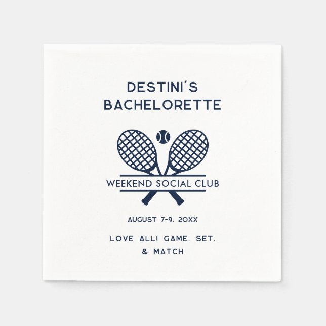 Serviette En Papier Bachelorette Week-end Tennis Club Party Custom (Devant)