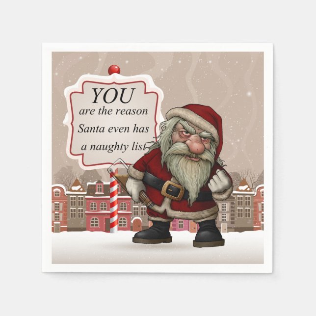 Serviette En Papier Bad Père Noël, Blanc Standard Cocktail Papier à Co (Devant)