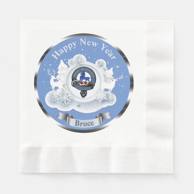 Serviette En Papier Badge de clan Bruce personnalisé Hiver (Devant)