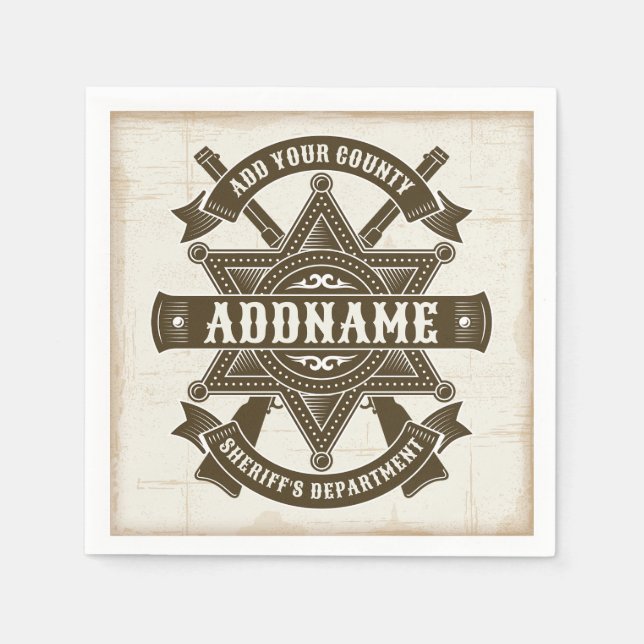 Serviette En Papier Badge de Rifles Adjoint Old West Sheriff Personnal (Devant)