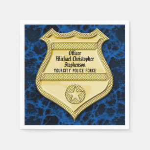 Serviette En Papier Badge Marbre Police Graduation/Retraite Party