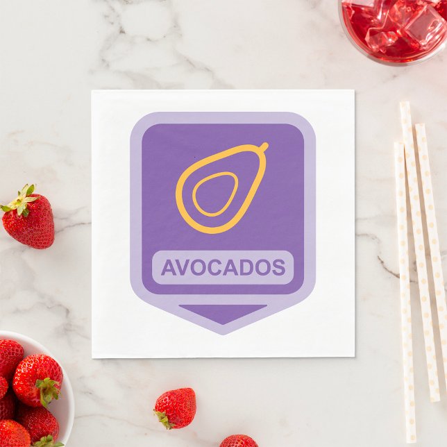 Serviette En Papier Badge minimaliste Avocado en violet et or (Créateur téléchargé)