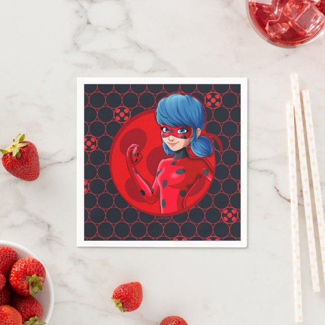 Serviette En Papier Badge rouge Ladybug (En situation)