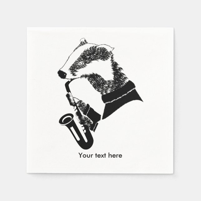 Serviette En Papier Badger jouant un saxophone (Devant)