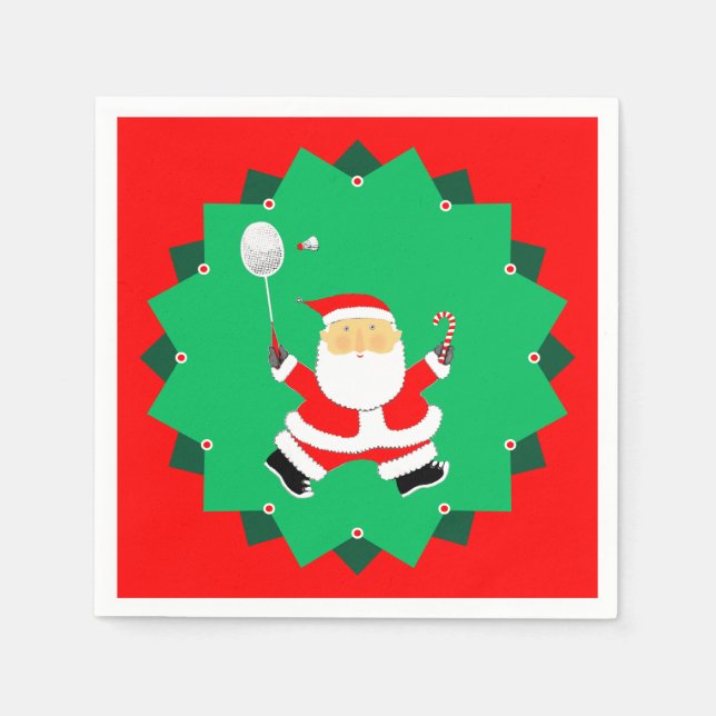 Serviette En Papier Badminton de Noël (Devant)