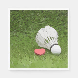 Serviette En Papier Badminton Napkin Shuttlecock avec amour en vert