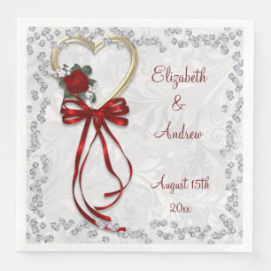 Serviette En Papier Bague de fiançailles Rose Romantique, Diamants & R