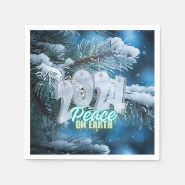 Serviette En Papier Bague en 2024 souhaitant la paix sur Terre (Devant)