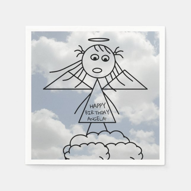 Serviette En Papier Baguette mignonne Figure Angel Girl sur nuages Ann (Devant)