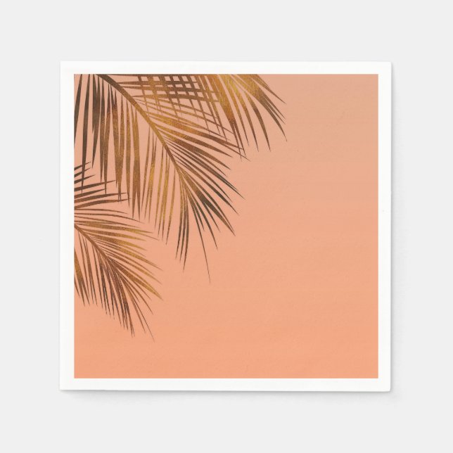 Serviette En Papier Bahama Breeze Bronze Palme Corail Pêche Mariage (Devant)