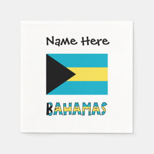 Serviette En Papier Bahamas et drapeau bahaméen avec votre nom