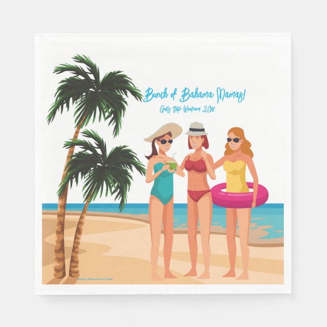 Serviette En Papier Bahamas Girls Trip Bachelorette Party Vacances (Devant)