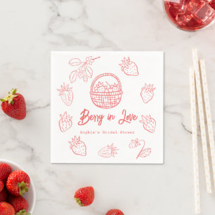 Serviette En Papier Baie amoureuse Fête de mariage Strawberry dessinée