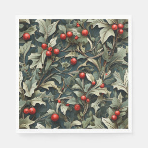 Serviette En Papier Baie botanique de houx anglais vintage