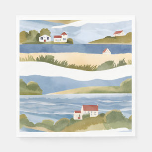 Serviette En Papier Baie de Cape Cod Aquarelle du littoral océanique