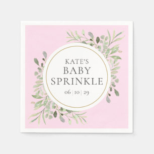 Serviette En Papier Baie Fille Shower Eau Verte Aquarelle Feuilles Ros