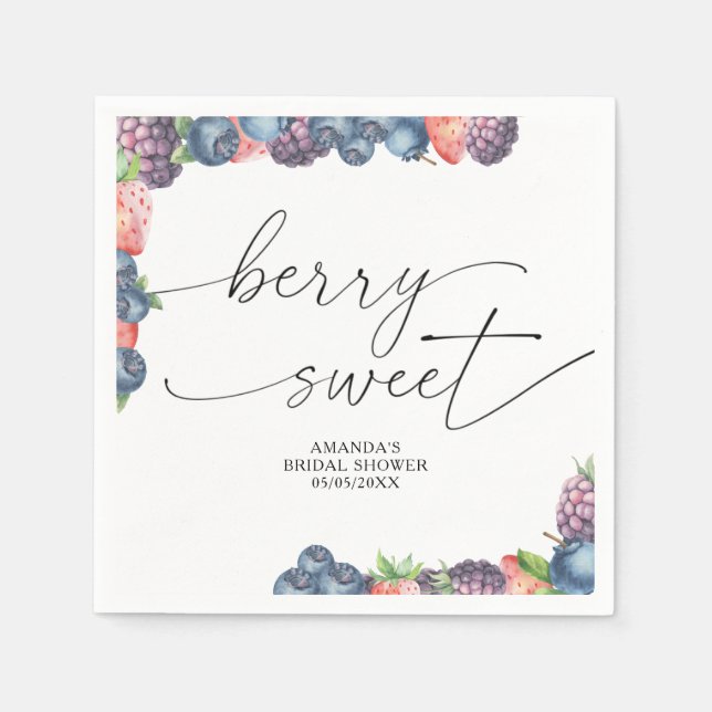 Serviette En Papier Baies aquarelles - texte de baie sucrée (Devant)