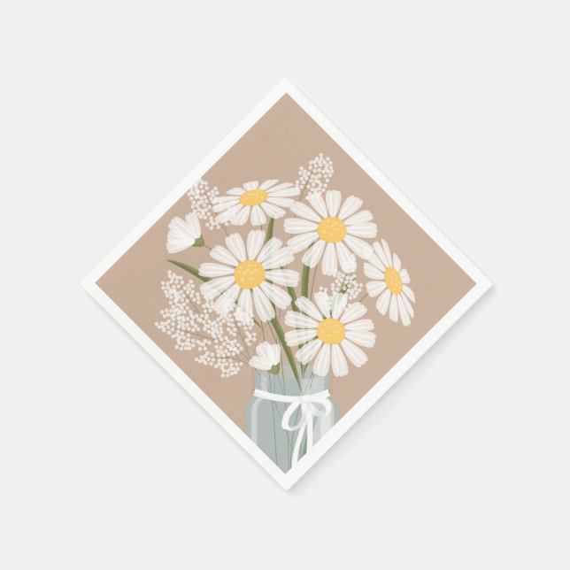 Serviette En Papier Baies blanches Mason Jar Bouquet Coin beige (Coin)