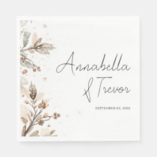 Serviette En Papier Baies d'hiver à l'aquarelle Romantique Nom personn