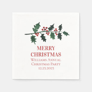 Serviette En Papier Baies Élégantes Noël Botanique Simple