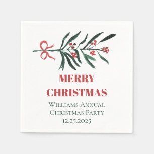 Serviette En Papier Baies Élégantes Noël Botanique Simple