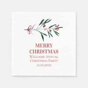 Serviette En Papier Baies Élégantes Noël Botanique Simple