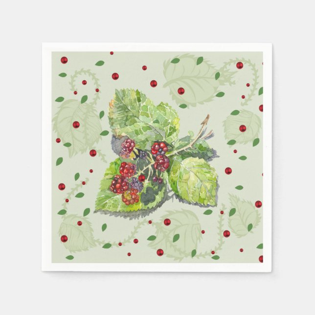 Serviette En Papier Baies noires rouges et noires (Devant)